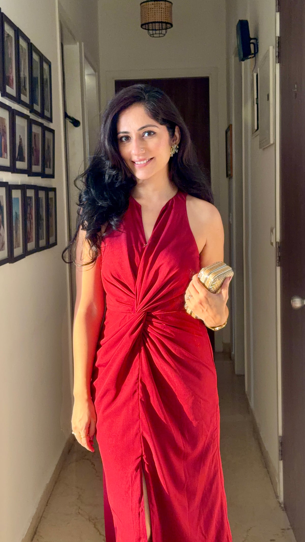 Maè merlot red front knot twist dress