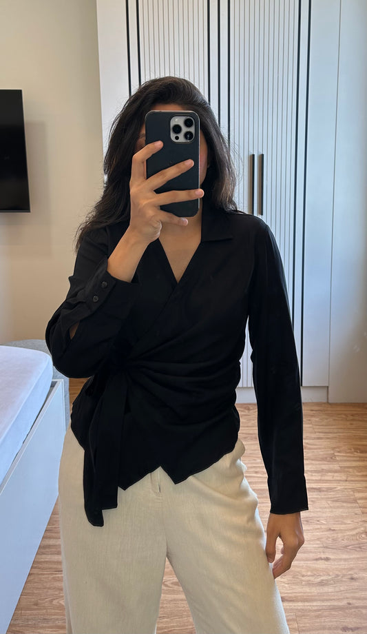 Diana cinched waist wrap shirt