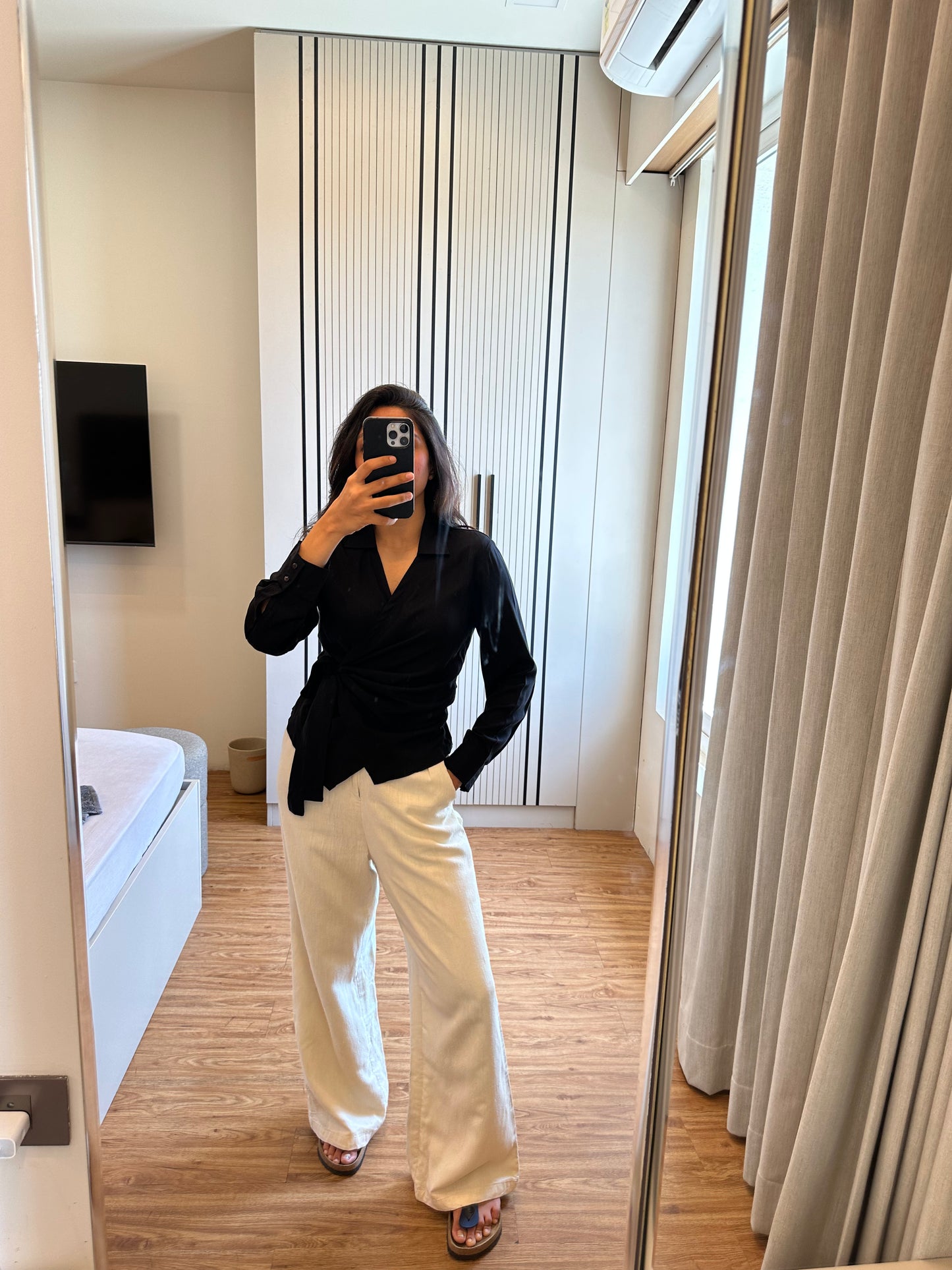 Diana cinched waist wrap shirt